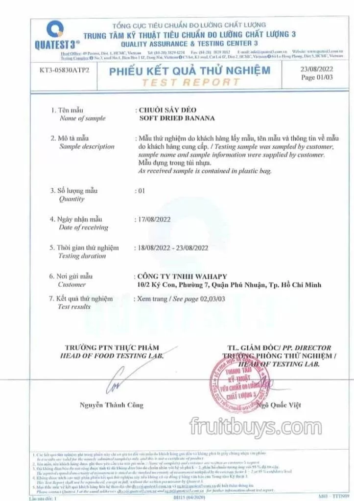 FruitBuys Vietnam Nutrion Of Dried Banana No Sugar Added (2)