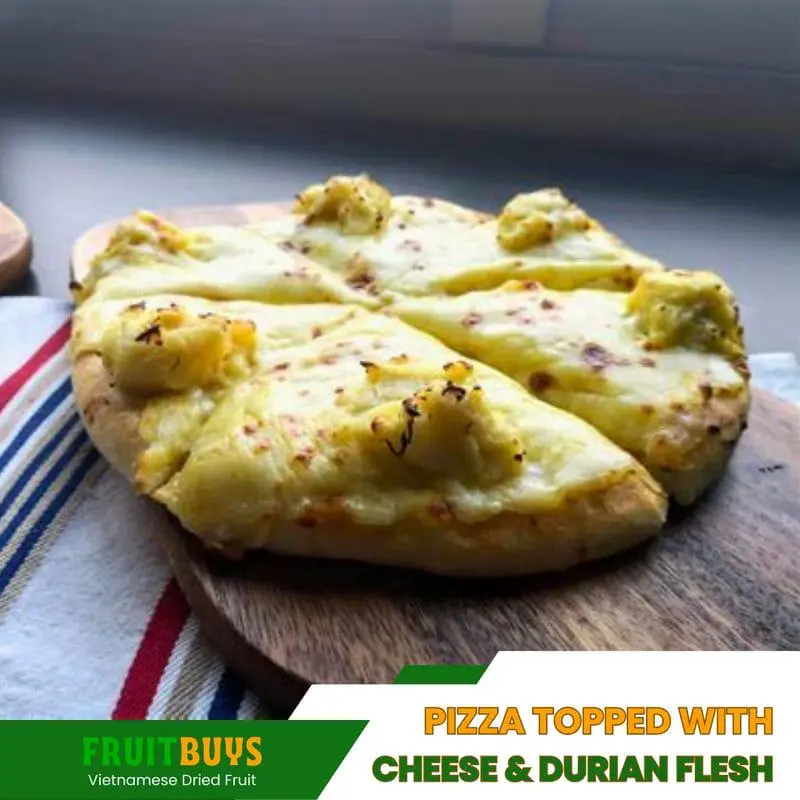 FruitBuys Vietnam pizza topped with cheese and durian flesh 23102 FruitBuys Vietnam Pizza Topped With Cheese And Durian Flesh 23102
